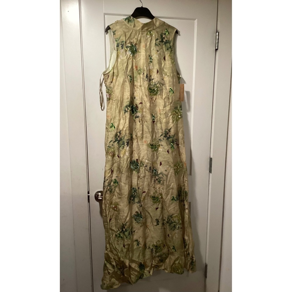 Few Moda O.P.T One Pretty Time Green Floral Sequin Embellished Maxi Dress M - Picture 3 of 11